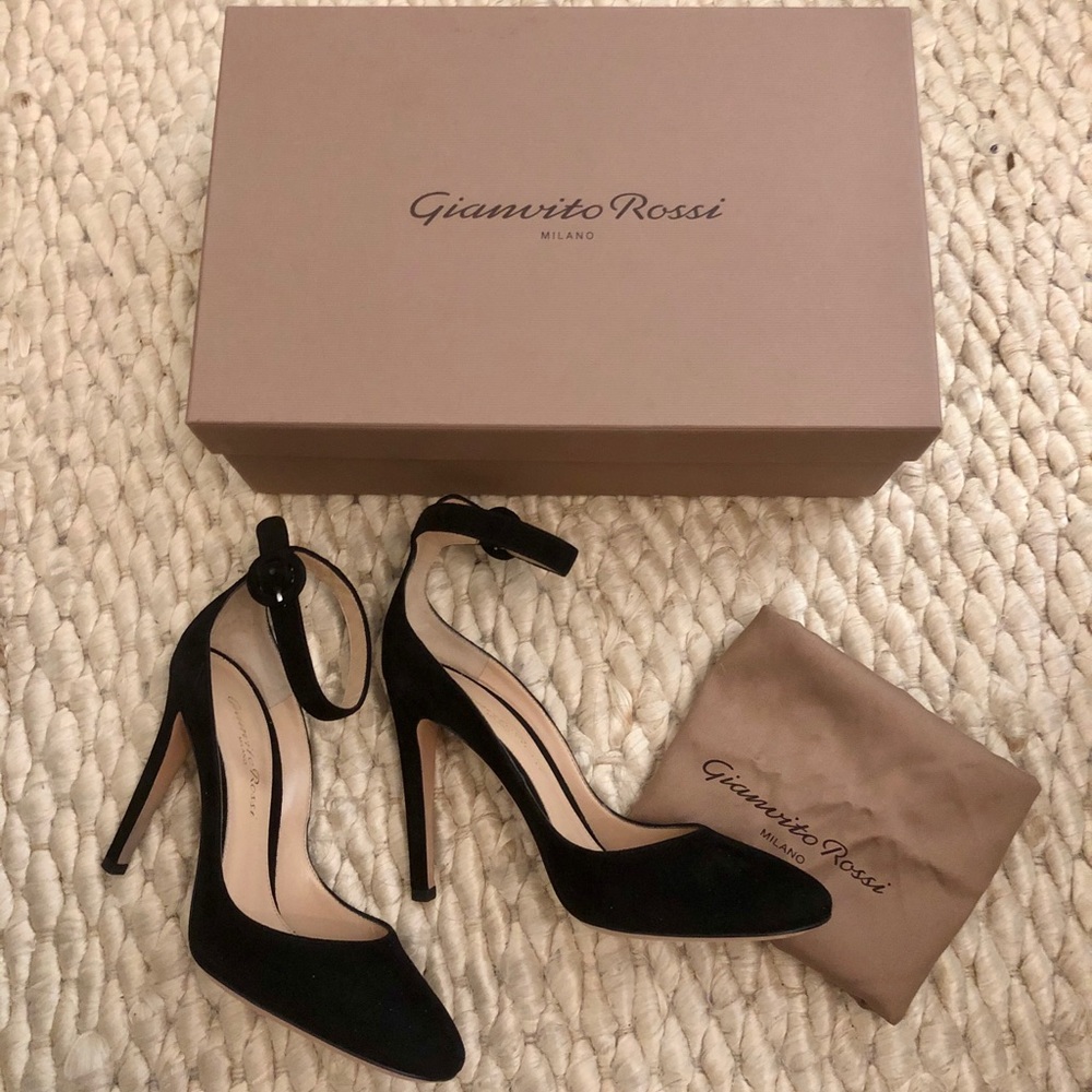 Gianvito Rossi Black Suede Virna Pumps 35